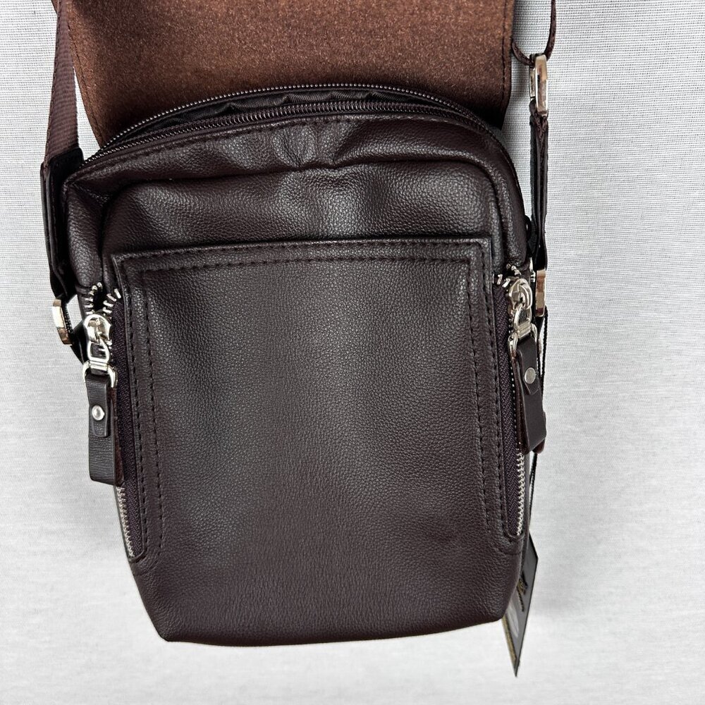 KANGAROO KINGDOM BRAND MEN LEATHER MESSENGER SHOULDER BAG, BROWN - Picture 5 of 13